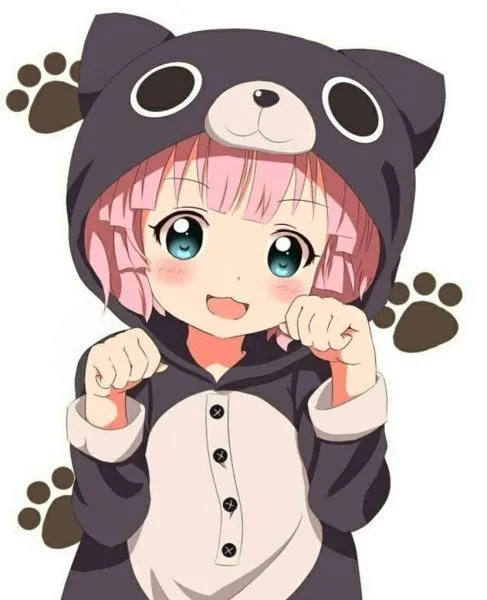 Dễ thương cute anime chibi nữ thể hiện nét vẽ ngọt ngào và vui tươi