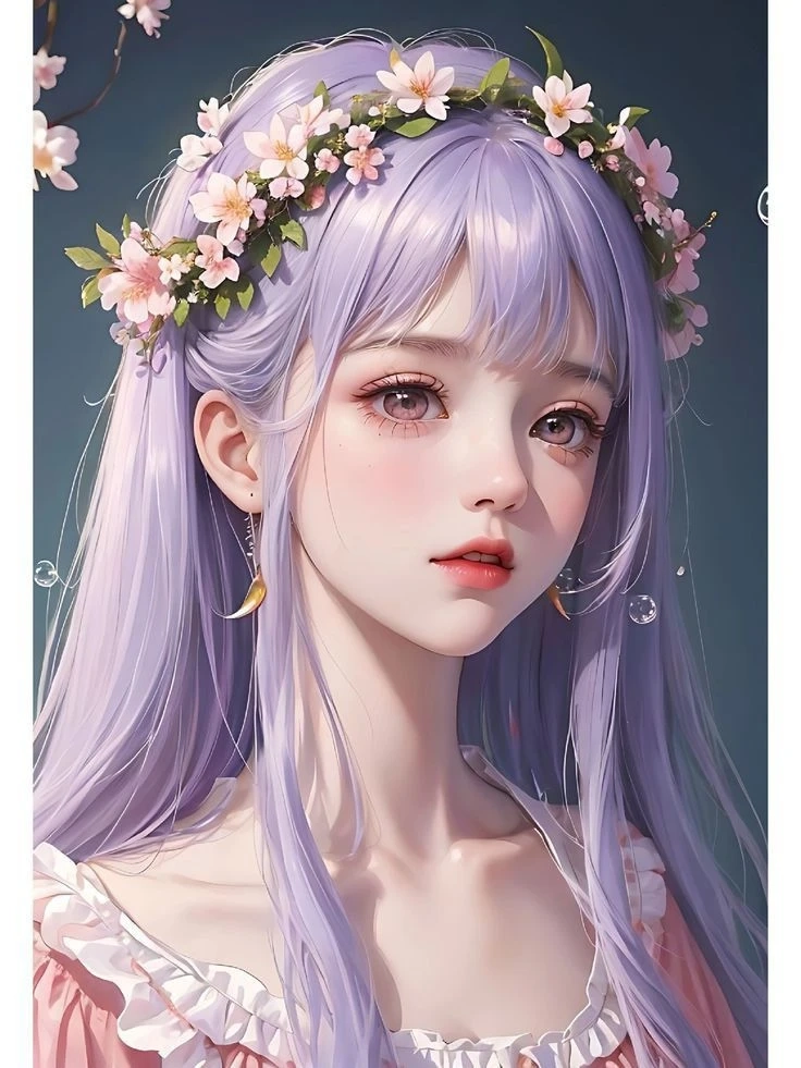 Avatar màu tím anime thể hiện phong cách độc đáo và ấn tượng