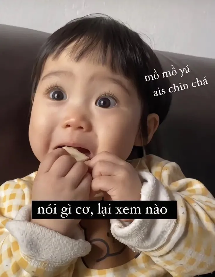 Ảnh meme em bé hàn quốc gây ấn tượng bởi nét đáng yêu đặc trưng.