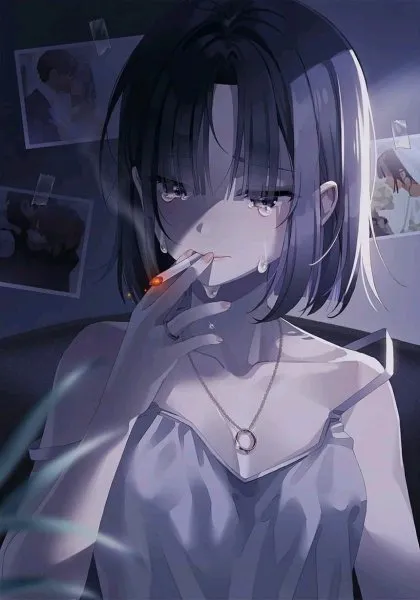 Avatar cô đơn nam anime với ánh mắt trầm tư và buồn bã