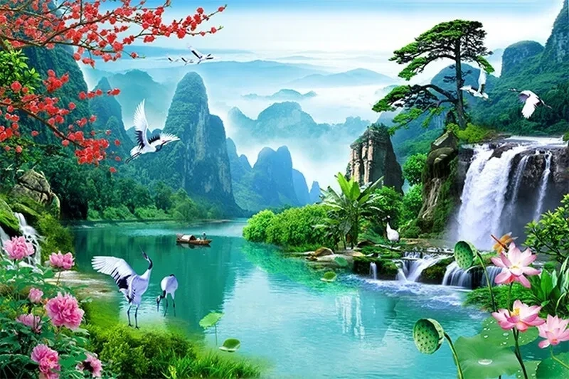 Hình nền 3D phong cảnh tạo cảm giác hùng vĩ và không gian rộng lớn
