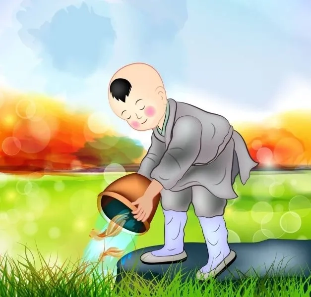 Hình ảnh chú tiểu dễ thương với vẻ ngây thơ mang đến sự thư thái