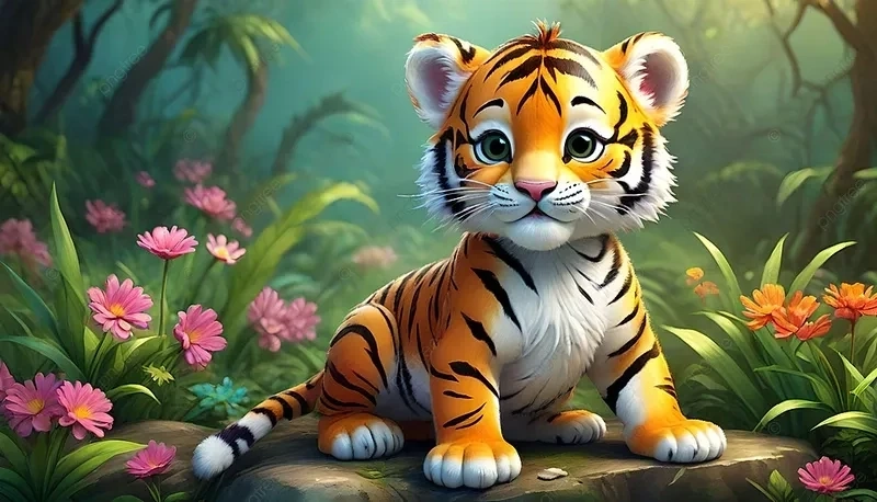 Hình nền hổ con dễ thương tạo cảm giác vui tươi và gần gũi tự nhiên