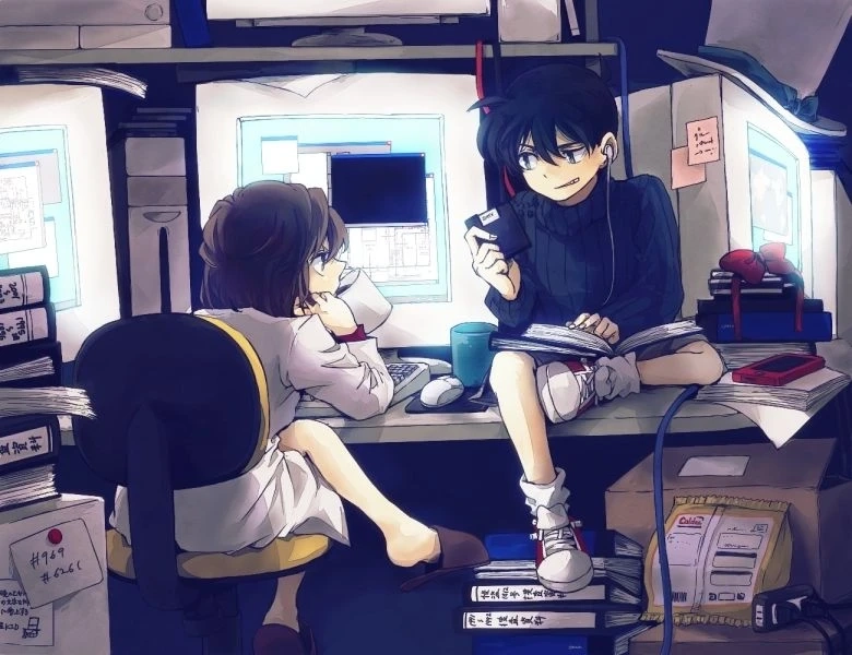 Shinichi và Ran cute thể hiện tình cảm gắn bó qua hình ảnh đáng yêu