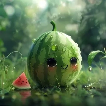 Ảnh nền dưa hấu cute giúp không gian hiển thị thêm phần đáng yêu