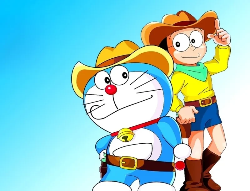 Hình ảnh Doraemon và Nobita thể hiện tình bạn thân thiết và ngọt ngào