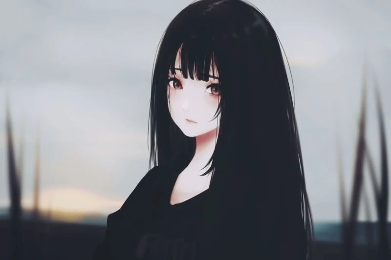Avatar lạnh lùng hình anime nữ ngầu trắng đen thể hiện phong cách độc đáo