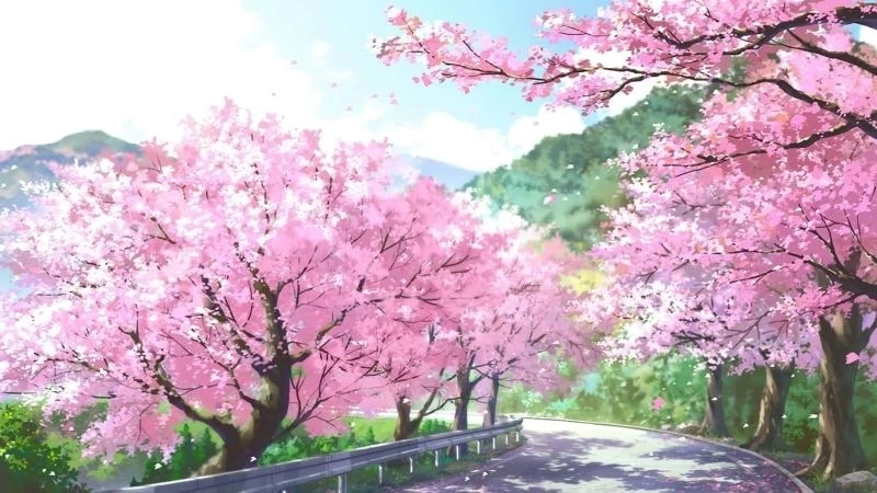 Hình nền điện thoại anime phong cảnh tạo không gian tươi sáng, dễ thương