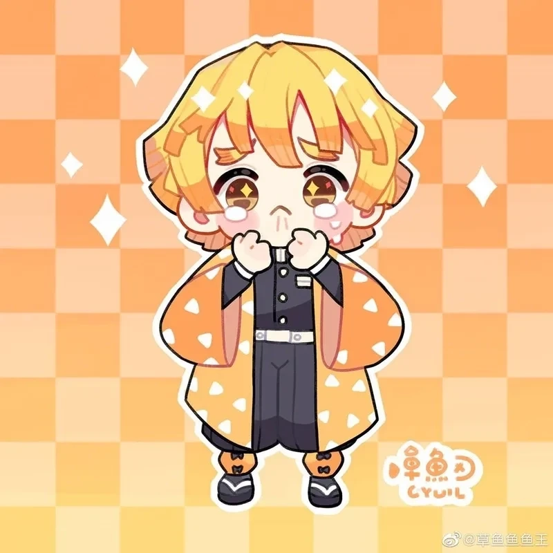 Hình Zenitsu chibi được vẽ theo phong cách đáng yêu và ngộ nghĩnh
