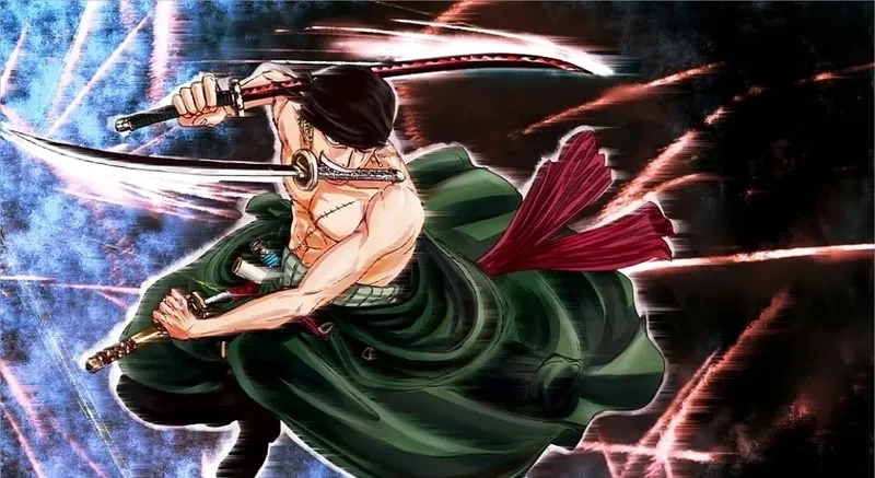 Hình nền one piece zoro ngầu, thể hiện sự mạnh mẽ và dũng mãnh