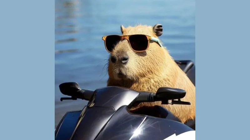 Capybara meme vẽ tranh với những nét vẽ ngộ nghĩnh, tạo sự vui nhộn.