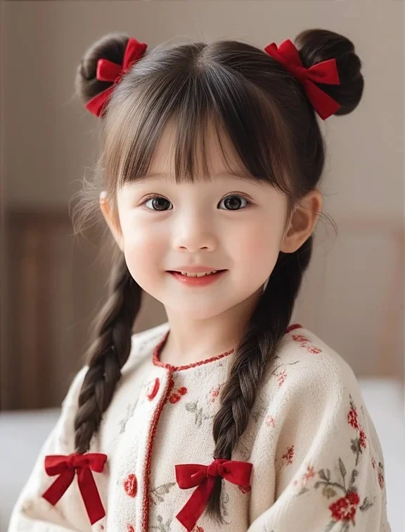 Ảnh bé gái xinh đáng yêu với nụ cười tươi sáng và ánh mắt ngây thơ