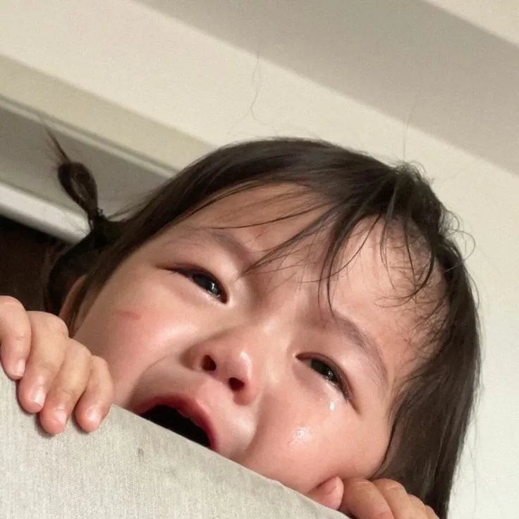 Ảnh meme em bé khóc mang lại cảm giác vừa hài hước vừa dễ thương.