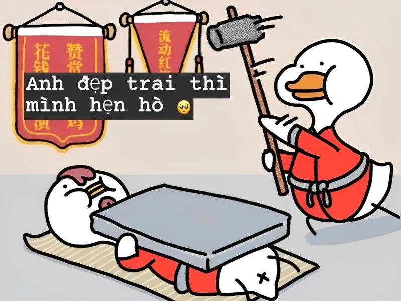 Meme vịt trắng ngộ nghĩnh, nguồn cảm hứng cho cuộc trò chuyện vui.