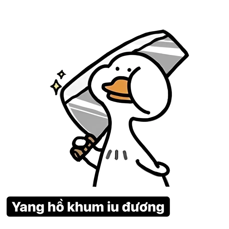 Vịt meme cầm dao siêu ngầu, tạo sự khác biệt trong cuộc trò chuyện.