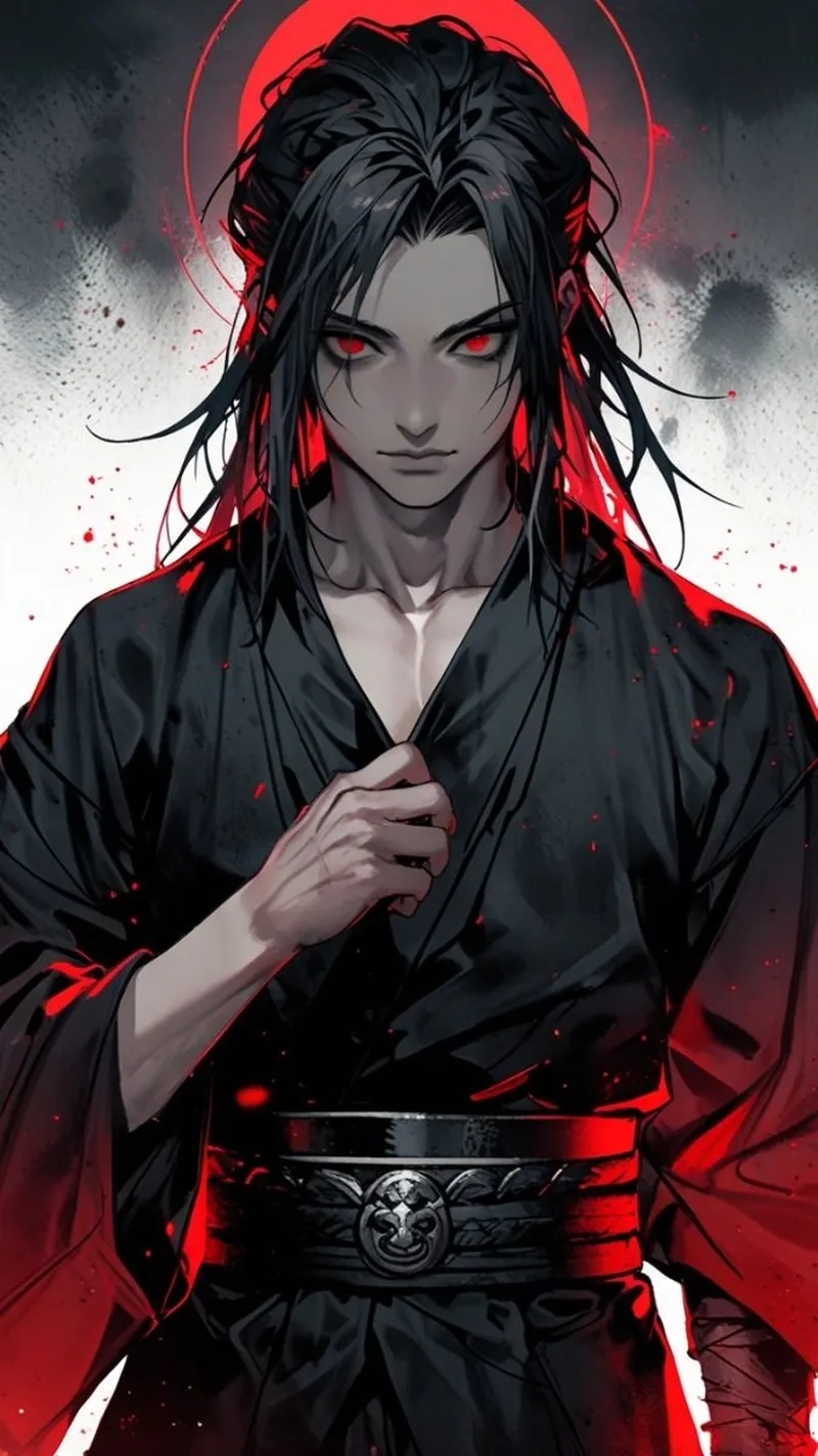 Hình anime nam ngầu với ánh mắt sắc lạnh đầy uy lực