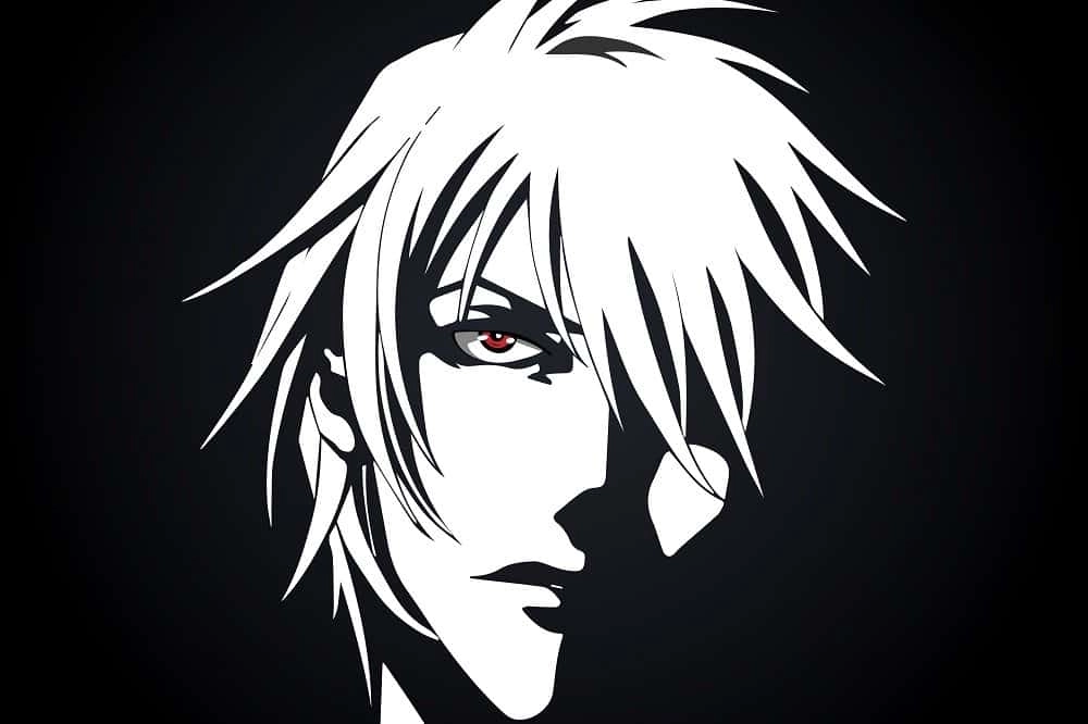Anime trắng đen ngầu với ánh mắt sắc lạnh đầy khí chất