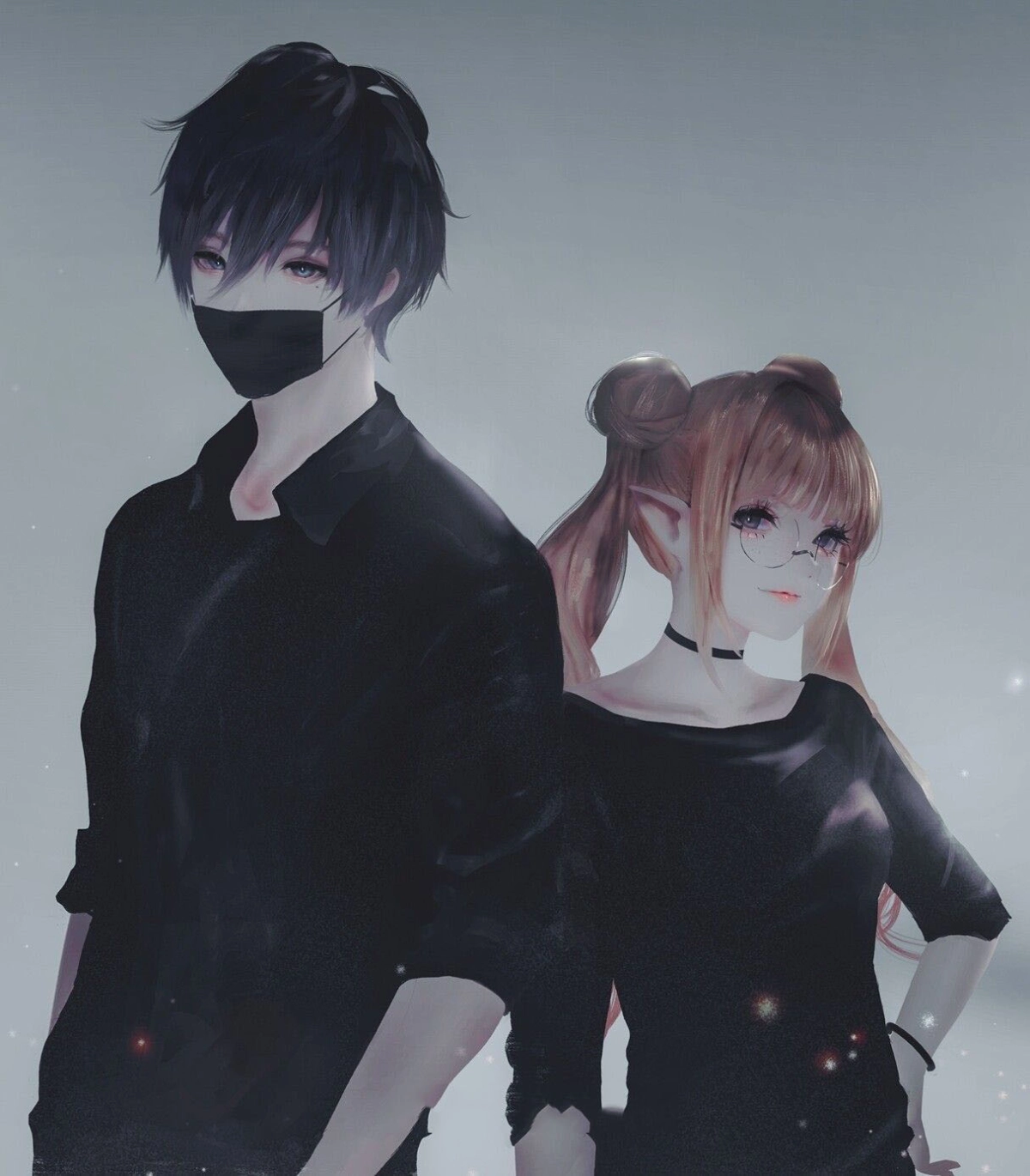 Cặp đôi anime cute với ánh mắt tràn đầy yêu thương