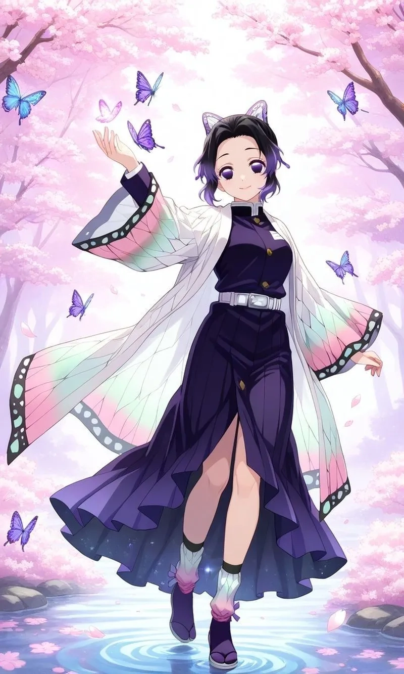 Ảnh Shinobu chibi cute mang vẻ đẹp huyền bí đầy cuốn hút