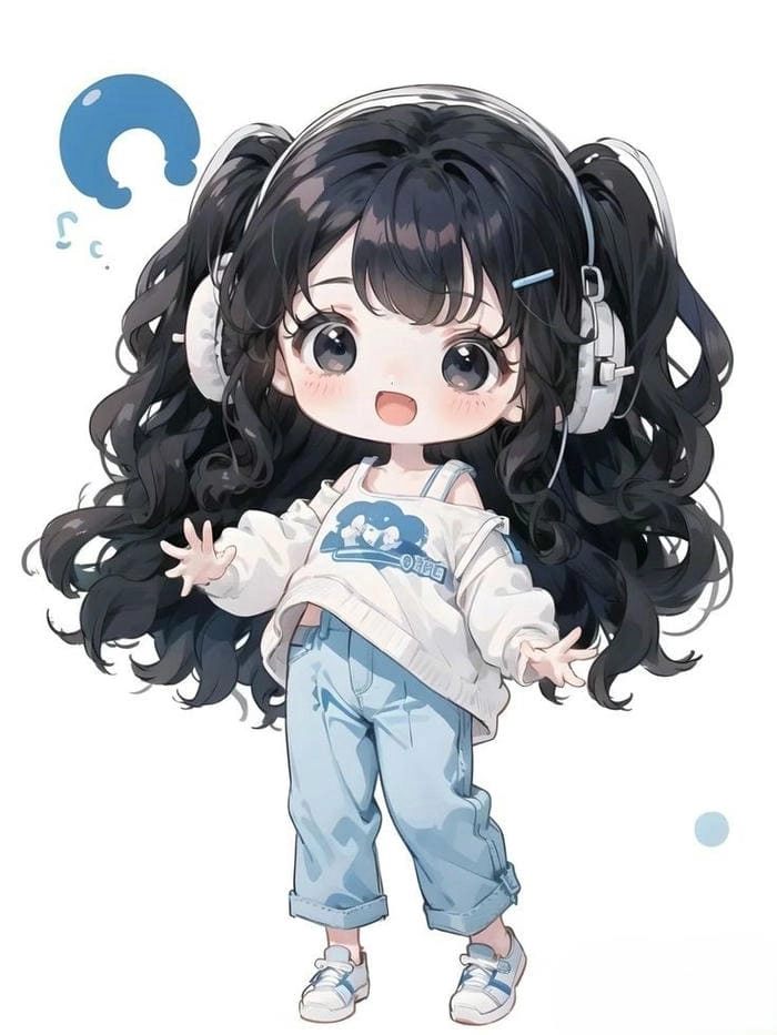 Hình vẽ chibi nữ cute với nét vẽ đơn giản nhưng ấn tượng