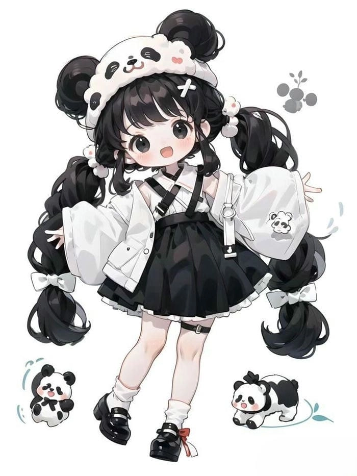 Hình chibi nữ cute với đôi mắt to tròn long lanh đáng yêu