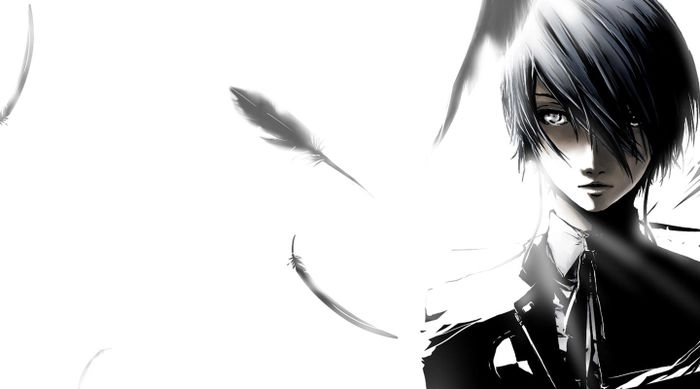 Anime trắng đen nam với phong cách đầy bí ẩn