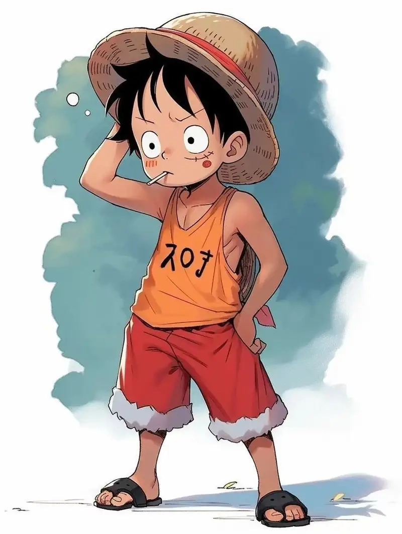 Hình Luffy lúc nhỏ với niềm đam mê biển cả