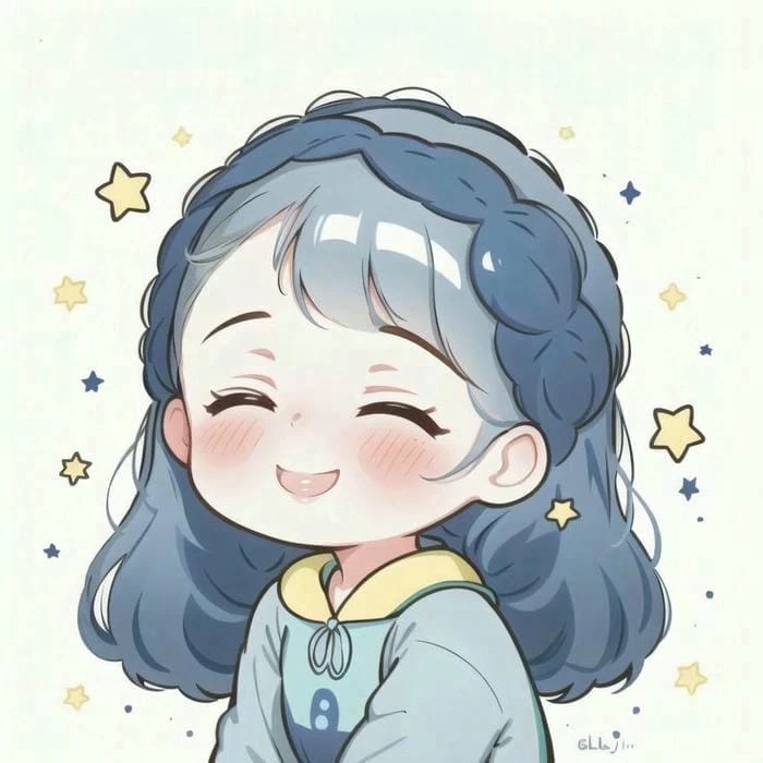 Hình ảnh anime cute nữ chibi với nụ cười rạng rỡ đáng yêu