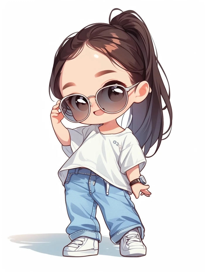 Hình ảnh chibi ngầu nữ với nét lạnh lùng nhưng đáng yêu