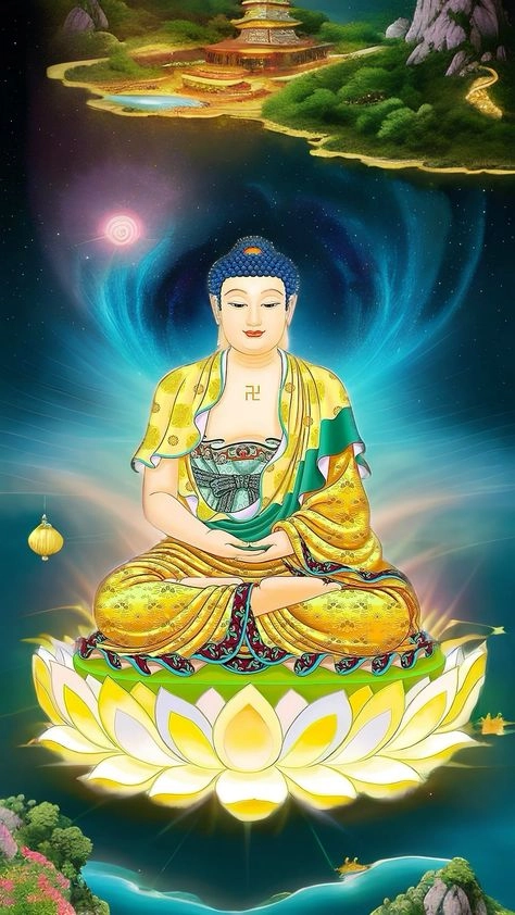 Hình nền Phật Dược Sư tỏa sáng tâm linh từ bi