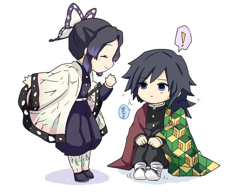 Tomioka Giyuu và Shinobu chibi cute đáng yêu tinh nghịch