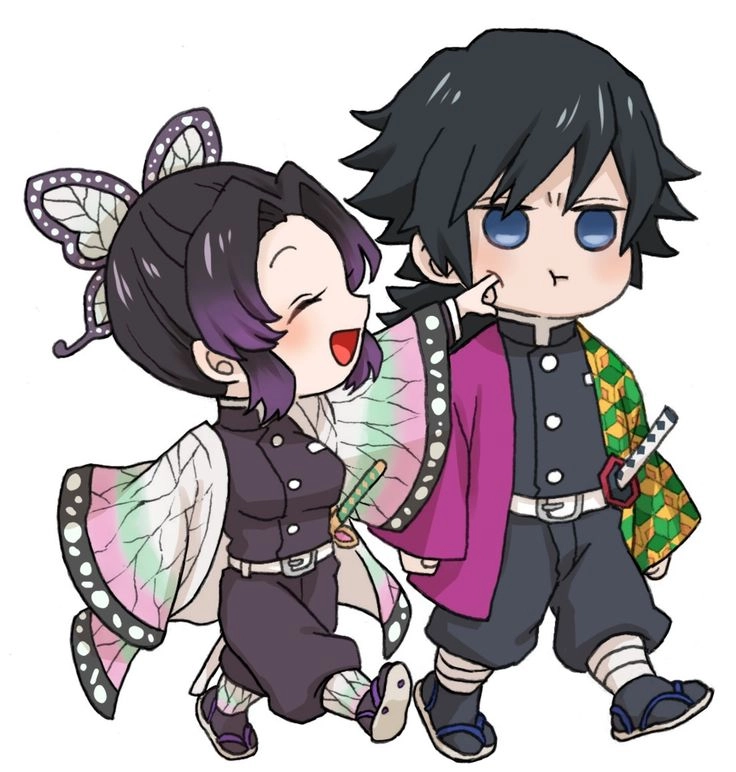 Hình Shinobu và Tomioka với phong cách anime tuyệt đẹp
