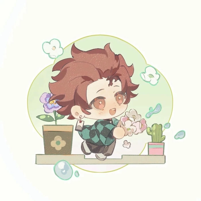 Ảnh Tanjiro chibi thể hiện nét tinh nghịch dễ thương