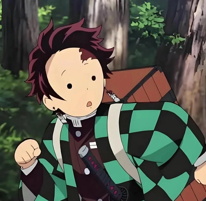 Chibi Tanjiro với đôi mắt to tròn và biểu cảm sinh động