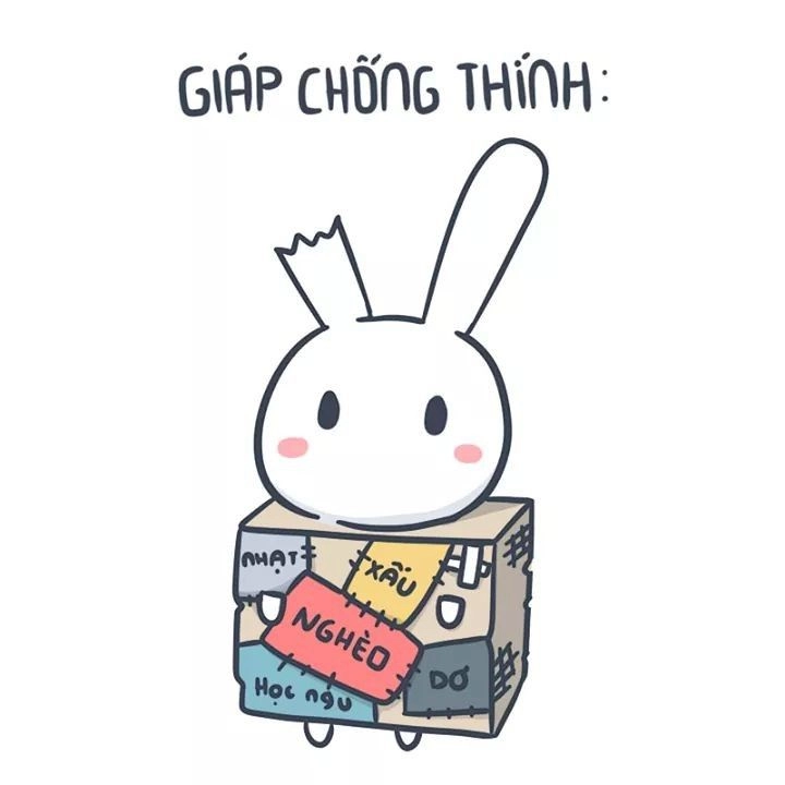 Hình thỏ bảy màu dễ thương với biểu cảm ngộ nghĩnh