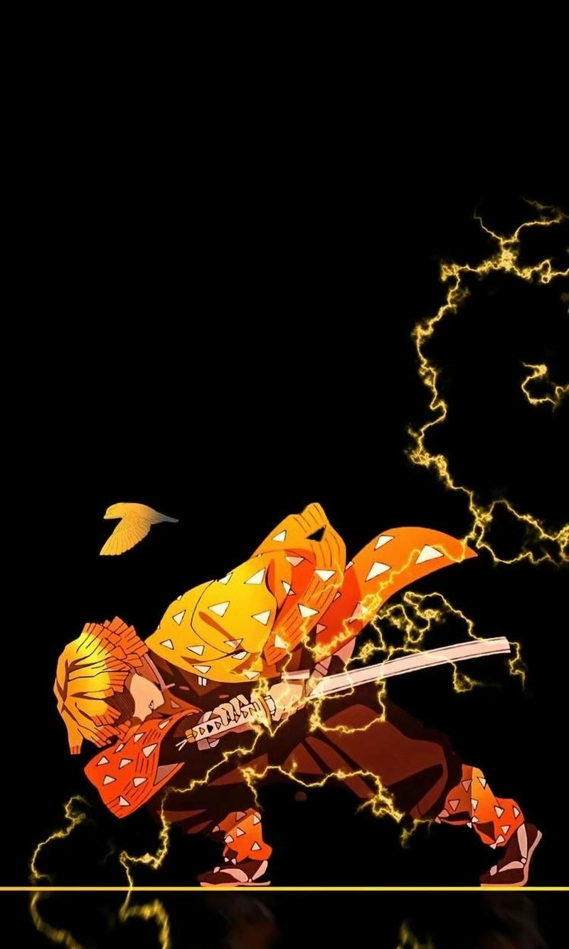 Ảnh anime Zenitsu ngầu với ánh mắt quyết đoán mạnh mẽ