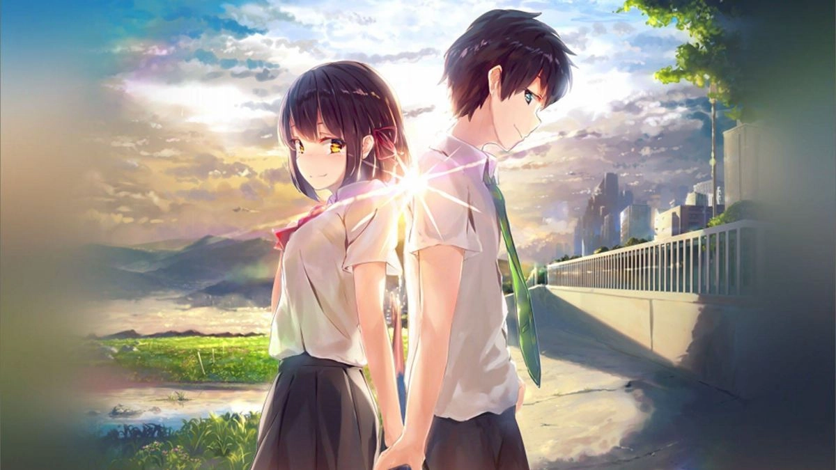 Cặp đôi cute anime sáng bừng không gian