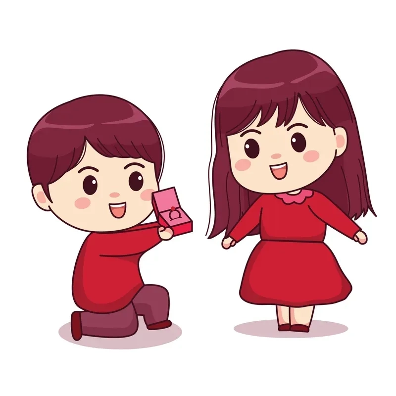 Chibi đôi cute tạo dáng cực kỳ tình cảm ngọt ngào