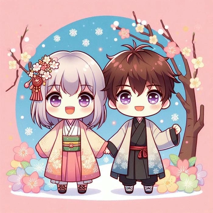 Hình cặp đôi chibi cute siêu lung linh và tình cảm