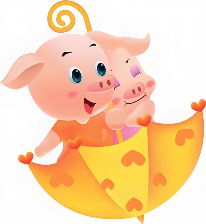 Con lợn chibi vui vẻ với đôi má hồng phúng phính