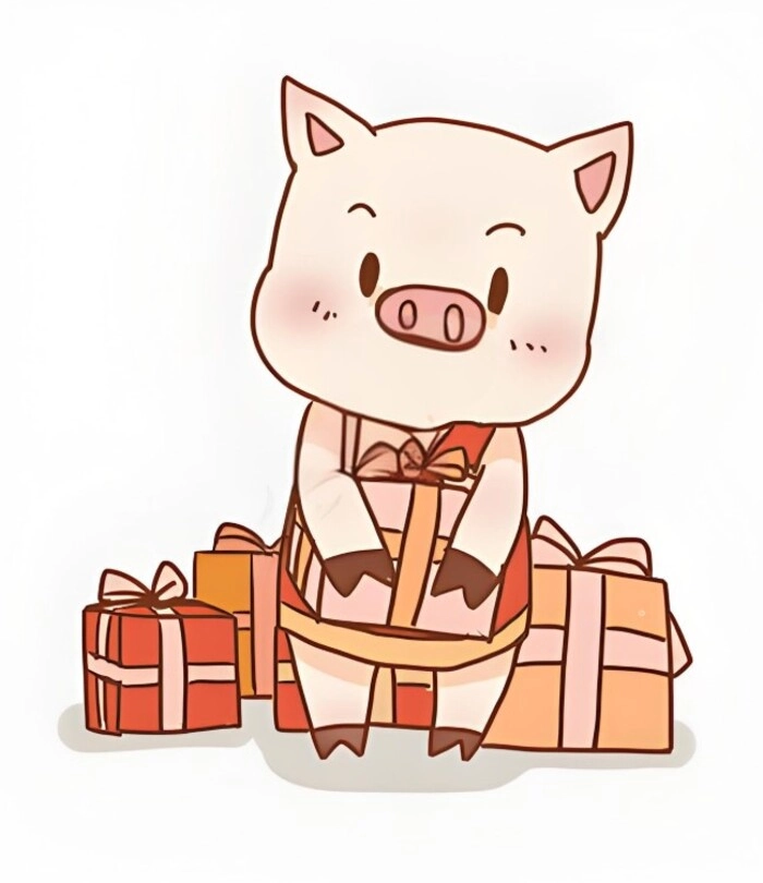 Chibi lợn đeo nơ cực kỳ dễ thương và ngộ nghĩnh