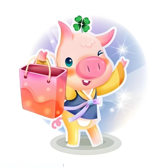 Heo dễ thương chibi nổi bật giữa nền pastel nhẹ