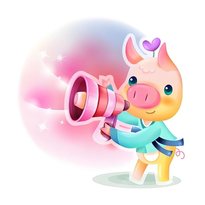 Heo con dễ thương chibi với phong cách kawaii