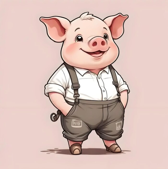 Hình heo con dễ thương chibi với nụ cười rạng rỡ