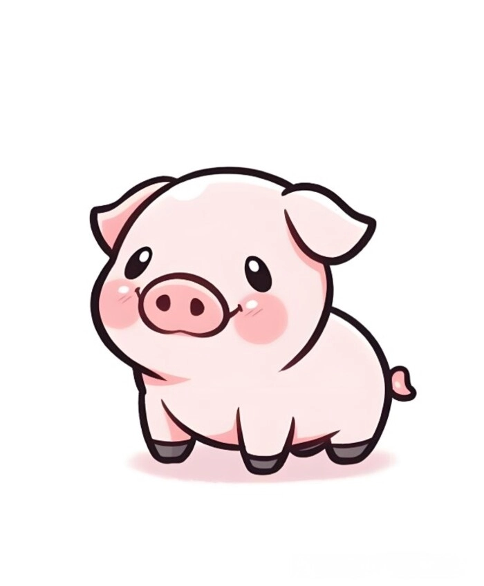 Hình heo chibi dễ thương được vẽ bằng nét mềm mại