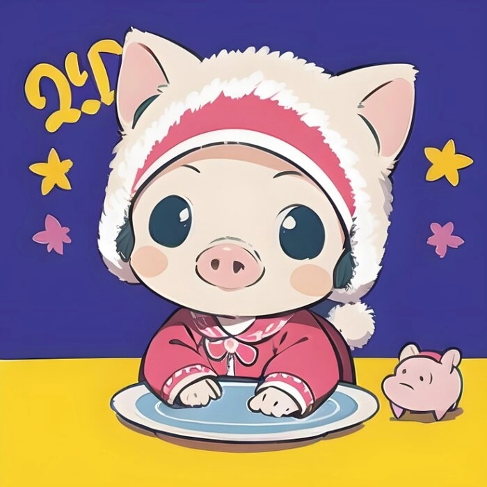 Hình heo cute chibi phù hợp làm ảnh nền cực xinh
