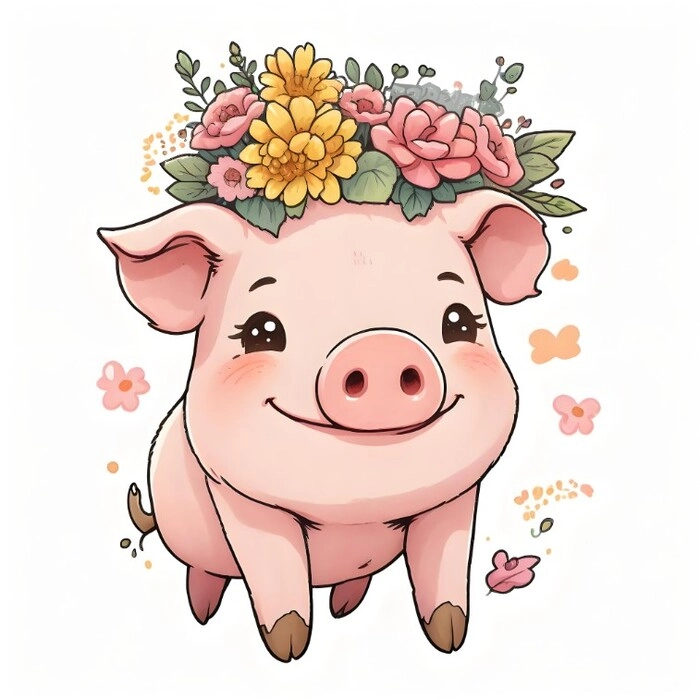 Hình lợn chibi đơn giản nhưng cực kỳ cuốn hút