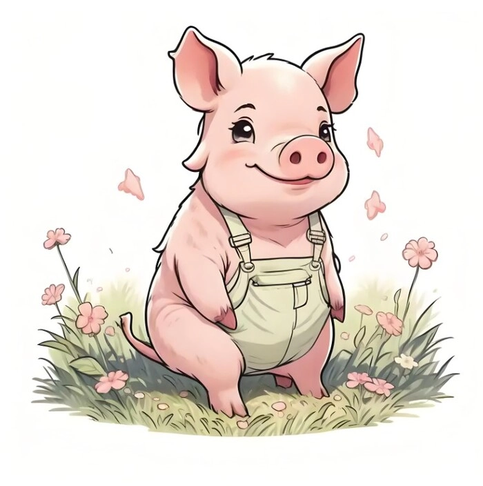 Hình nền con heo dễ thương chibi sắc màu ngọt ngào