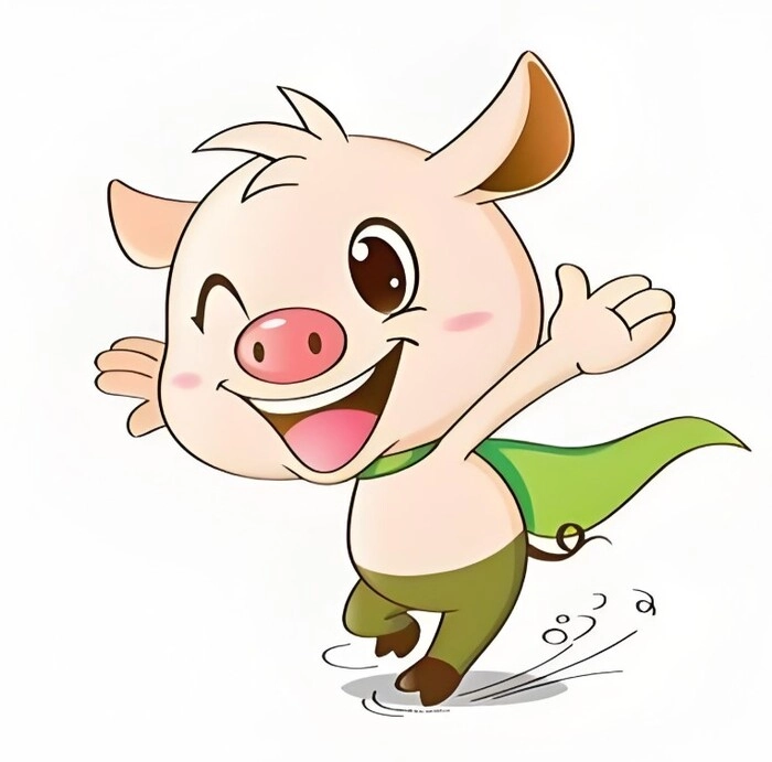 Lợn cute chibi siêu dễ thương với nơ và váy