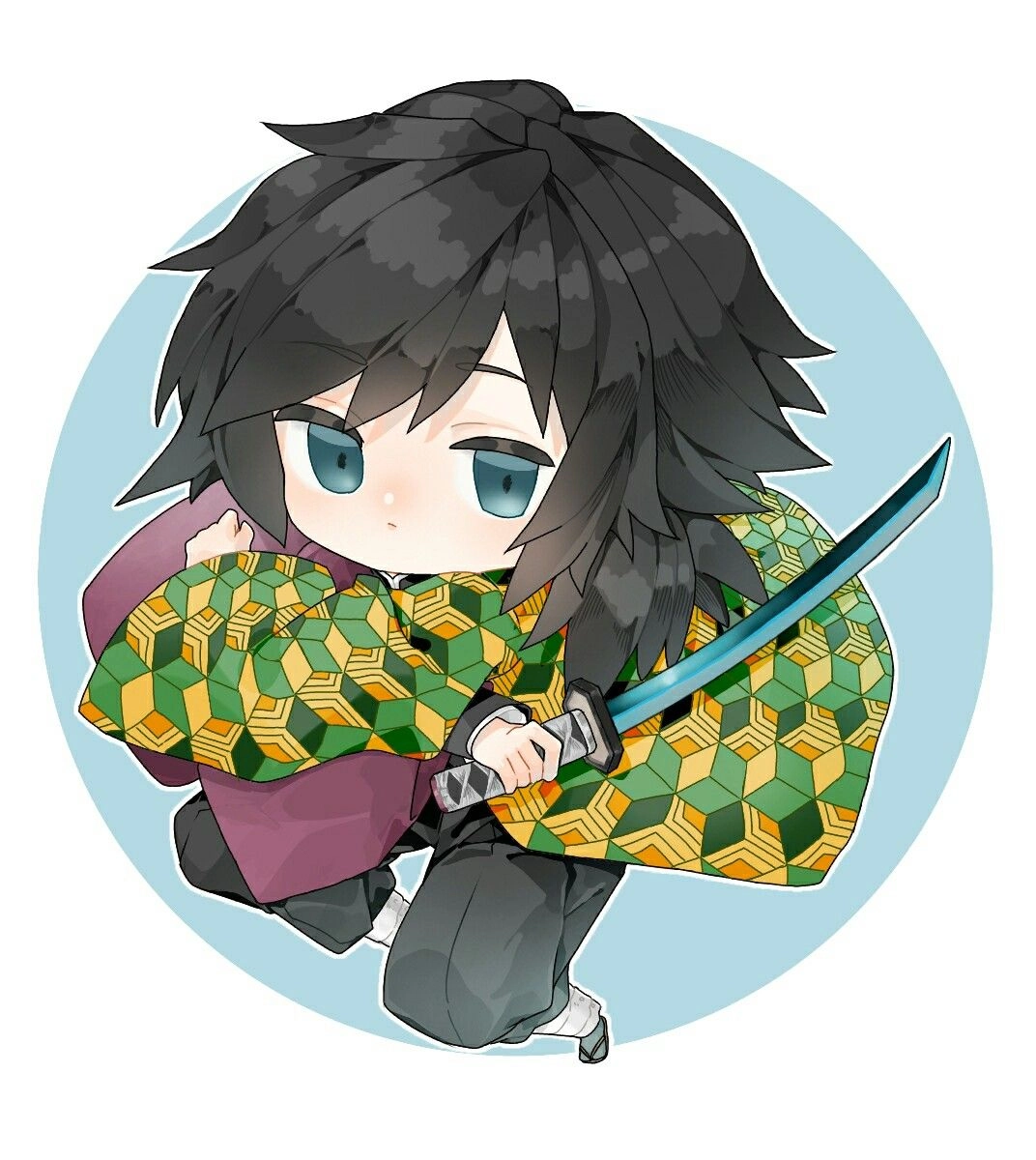 Tomioka Giyuu chibi cute nét vẽ ngộ nghĩnh làm xiêu lòng